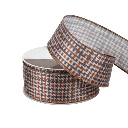 1.5" x 10yd. Multicolor Fall Houndstooth Wired Ribbon by Celebrate It®